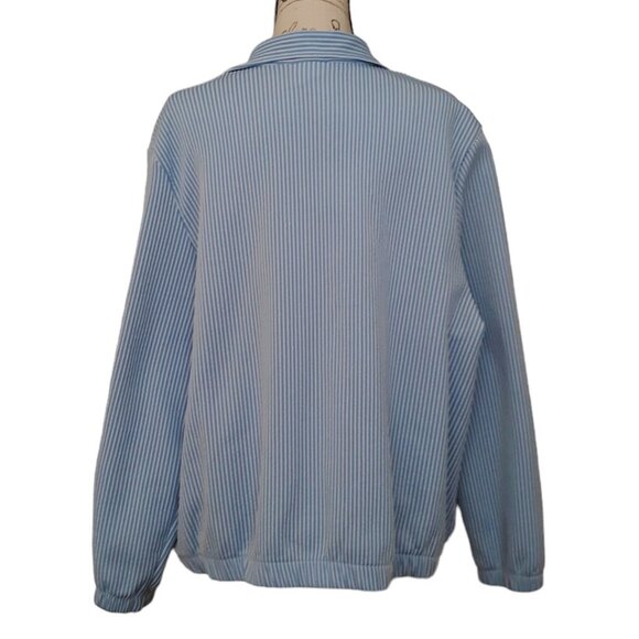 Village Fair Women's Jacket Vintage Full Zip Striped Pockets Blue Seersucker 3X - Picture 3 of 5